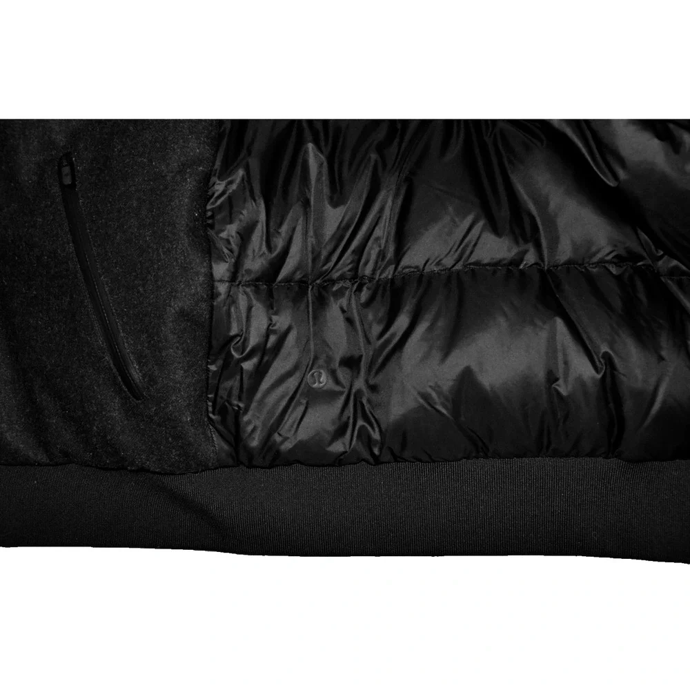 C0 Auth LULULEMON Black Reversible Roam Far Wool & Nylon Down Jacket Sz 12 $348 - Picture 7 of 9